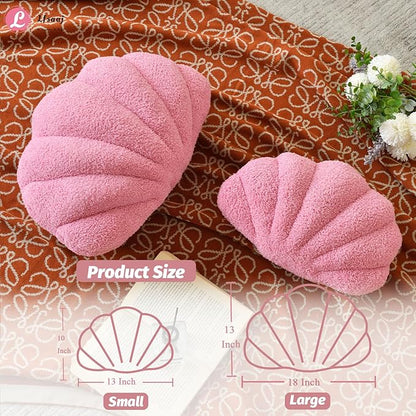 Seashell Throw Pillows, Shell Shaped Throw Pillows, Soft Home Decorative Pillow Plush Cushion for Bed Couch Living Room Decor Accent Throw Pillow (13x10 Inch, Pink Purple)