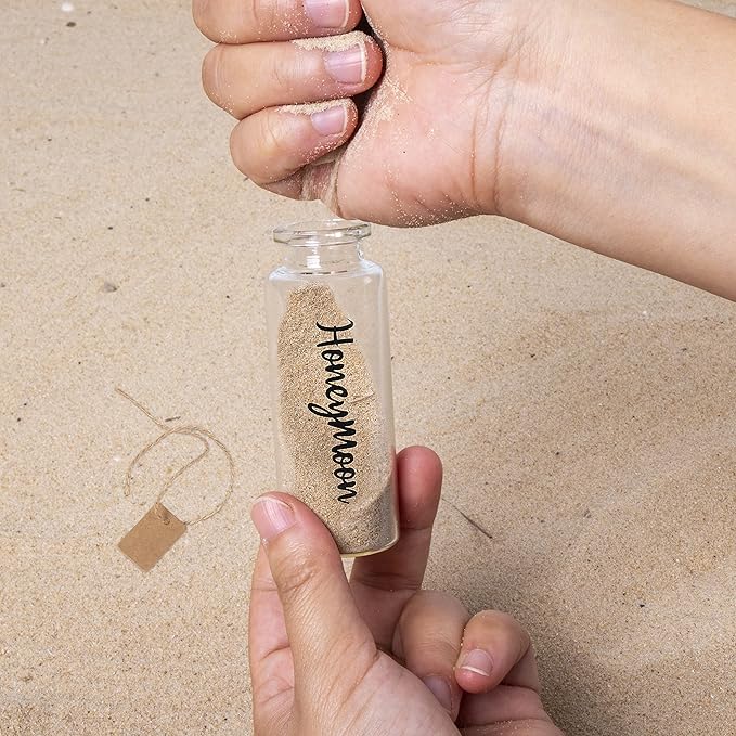 Honeymoon Sand Keepsake Jar，Bridal Shower, Wedding, Engagement, Honeymoon, Travel Gift for Couples, Newlywed, Fiance(Gift Box Includes) - 40ml Cylindrical Shape Glass