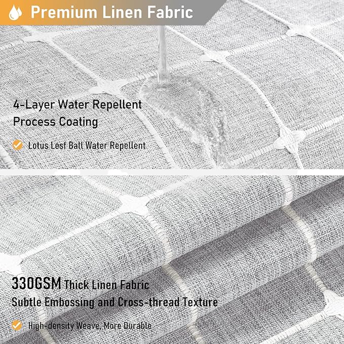 BTTN Extra Long Shower Curtain, 72x84 Inch Long Boho Chic Tassel Linen Fabric Shower Curtain Set with Hooks, Tall Modern Farmhouse Elegant Weighted Thick Cloth Shower Curtains for Bathroom, Gray/Grey