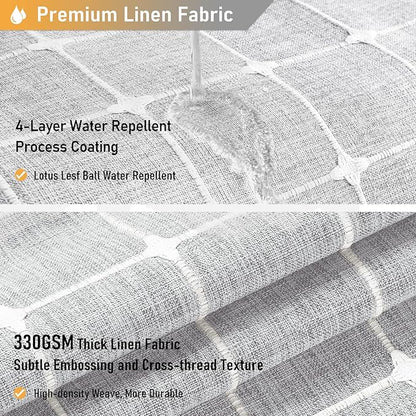 BTTN 80 Inch Long Shower Curtain - 72x80 Boho Farmhouse Linen Vintage Fabric Shower Curtain Set with 12 Plastic Hooks, Aesthetic Rustic Country Weighted Cloth Shower Curtains for Bathroom - Grey/Gray