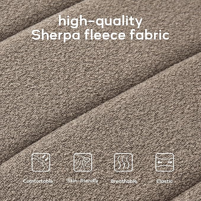 52.7" Bedroom Bench for End of Bed, Modern Upholstered Teddy Fabric Entryway Bench & Dining Bench, Footrest Stool Bench with Solid Wood Frame for Bedroom, Living Room (Dark Brown)