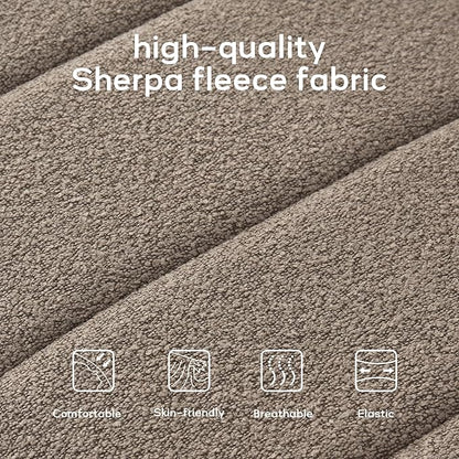 52.7" Bedroom Bench for End of Bed, Modern Upholstered Teddy Fabric Entryway Bench & Dining Bench, Footrest Stool Bench with Solid Wood Frame for Bedroom, Living Room (Dark Brown)