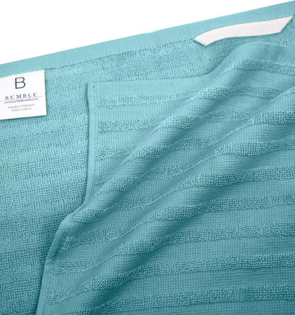 Premium Kitchen Towels 6 Pack Large Cotton Hand Towels Flat Terry Absorbent Tea Towels with Hanging Loop Wide Stripe Aqua 20x28