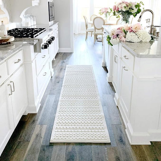 My Texas House Quail Hallow Rug 1.11x7.6 Runner High-Low Geometric Indoor Outdoor, Natural