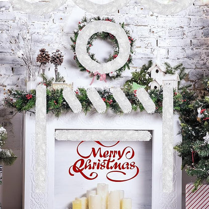 50 Ft Christmas Tinsel Garland White Thick Tinsel Garland Xmas Tree Decorations Metallic Tinsel Twist Garland for Christmas, Birthday, Party Decor Indoor Outdoor Party Supplies