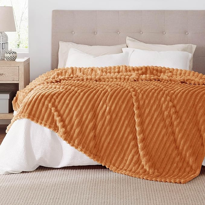 Bedsure GentleSoft King Blanket for - Cozy Soft Fall Blankets for Women, Cute Large Throws for Girls, Orange, 108x90 Inches