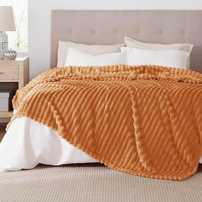 Bedsure GentleSoft King Blanket for - Cozy Soft Fall Blankets for Women, Cute Large Throws for Girls, Orange, 108x90 Inches