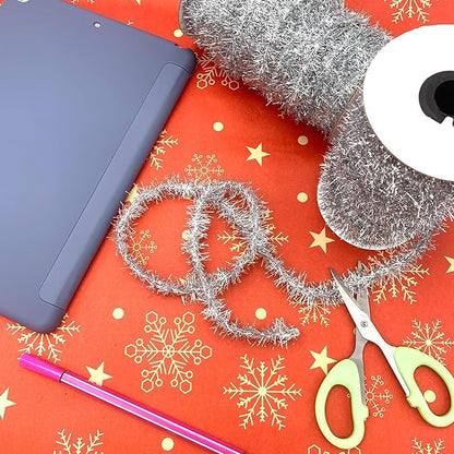 50 Yards Silver Metallic Tinsel Christmas Garland Tinsel Bibbon for Christmas Tree,Wedding Birthday Party Decorations Supplies (Silver)