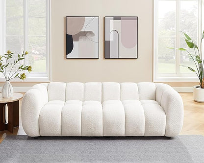 VANOMi 88" Oversized Boucle Sofa, Modern Upholstered Tufted Cloud Couch, Deep Seat Boucle Sofa,Cozy Modern 3 Seater Couch for Living Room, Bedroom, Apartment