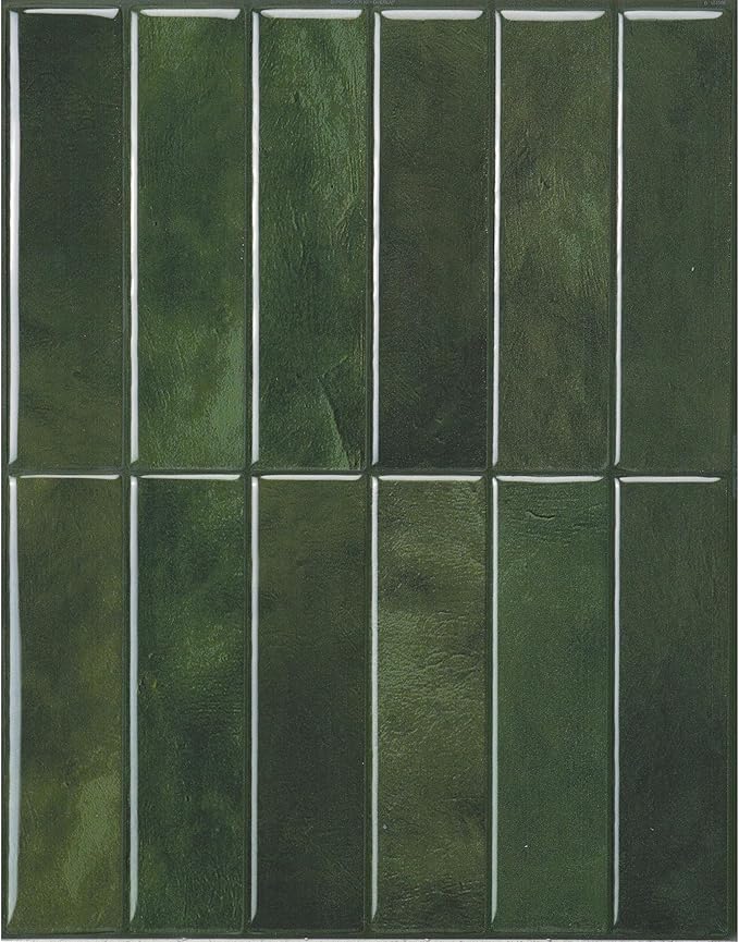 Smart Tiles SMART TILES Peel and Stick Backsplash - 5 Sheets of 11.43'' x 9'' - 3D Adhesive Peel and Stick Tile Backsplash for Kitchen, Bathroom, Wall Tile, Sefrou Green