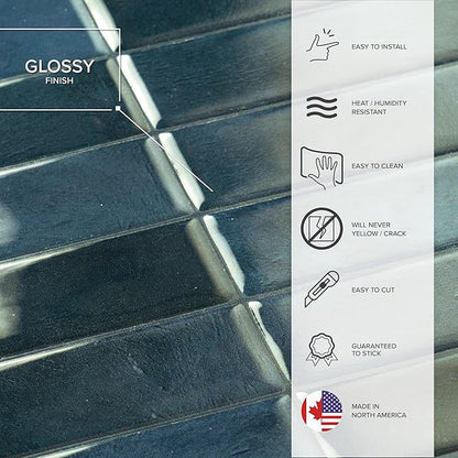 Smart Tiles Peel and Stick Backsplash - 5 Sheets of 11.43 x 9 - 3D Adhesive Peel and Stick Tile Backsplash for Kitchen, Bathroom, Wall Tile Agadir Blue