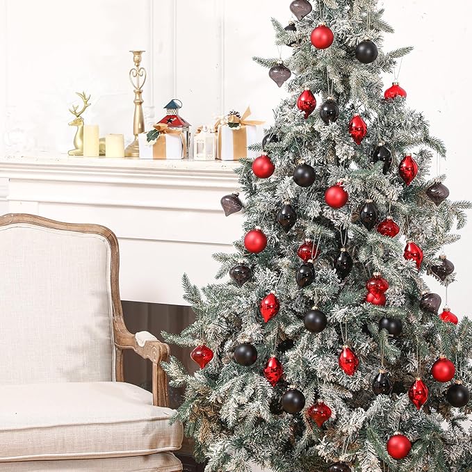 Zomiboo 12 Pcs Burgundy Red Glass Christmas Ball Ornaments Set 3.15" Hanging Shatterproof Glass Bulbs for Christmas Tree Baubles Bulk for Holiday Xmas Tree Decorations Gifts