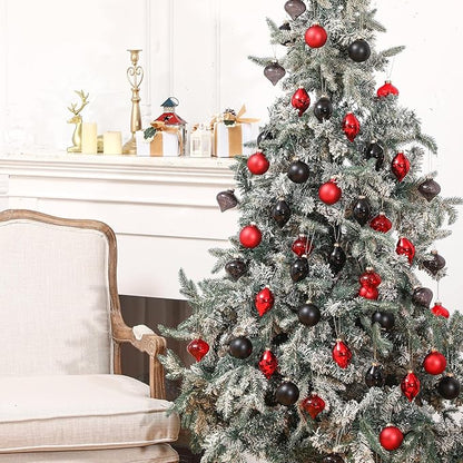 Zomiboo 12 Pcs Burgundy Red Glass Christmas Ball Ornaments Set 3.15" Hanging Shatterproof Glass Bulbs for Christmas Tree Baubles Bulk for Holiday Xmas Tree Decorations Gifts