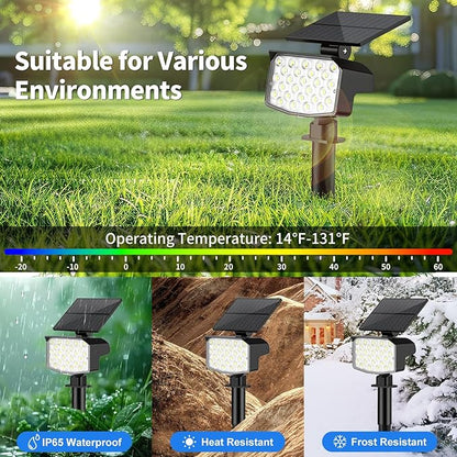 Solar Spot Lights Outdoor Waterproof Adjustable Solar Powered Landscape Lights for Yard 3 Long Time Lighting Modes Spotlights for Pathway Garden Outside Wall Pool Porch- 2 Pack, Cool White
