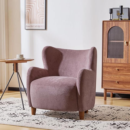 Christopher Knight Home Auden Wingback Accent Chair, Fabric Club Chair, Velvet Upholstered Armchair,Curved Backrest Single Sofa,Soft Cushion Seating, Reading Lounge Chair for Living Room, Dusty Orchid