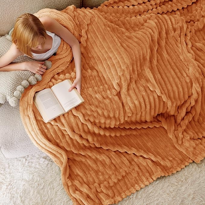 Bedsure GentleSoft King Blanket for - Cozy Soft Fall Blankets for Women, Cute Large Throws for Girls, Orange, 108x90 Inches