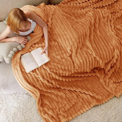Bedsure GentleSoft Queen Blanket for Bed - Cozy Soft Fall Blankets for Women, Cute Large Fall Throws for Girls, Orange, 90x90 Inches