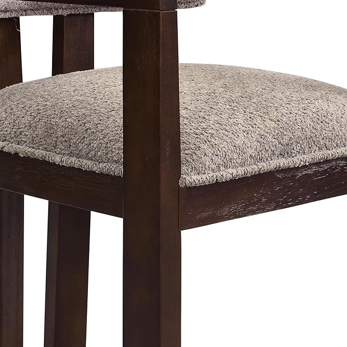 Christopher Knight Home Falcon Boucle Fabric Upholstered Dining Chairs Set of 2, Modern Wooden Dining, Curved Backrest Kitchen Side Chair,Living Room Extra Seat, Espresso
