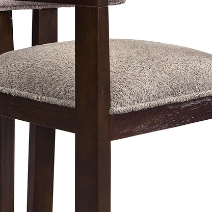 Christopher Knight Home Falcon Boucle Fabric Upholstered Dining Chairs Set of 2, Modern Wooden Dining, Curved Backrest Kitchen Side Chair,Living Room Extra Seat, Espresso