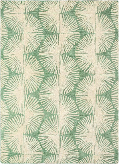 Nicole Miller New York Kendall Fluted Geo Handcrafted Area Rug, 100% Wool Rug, Green, 6'x9'