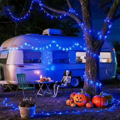 JMEXSUSS Connectable 100 LED Blue Christmas Lights Clear Wire, 8 Modes Blue Christmas Tree Lights Indoor Outdoor Plug in, 33ft Fairy String Lights for Christmas Tree, Xmas, Party, Garden