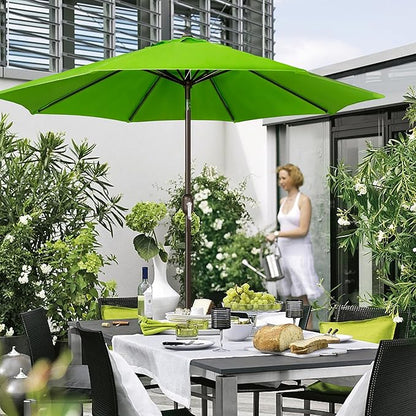Blissun 9' Outdoor Patio Umbrella, Outdoor Table Umbrella, Yard Umbrella, Market Umbrella with 8 Sturdy Ribs, Push Button Tilt and Crank