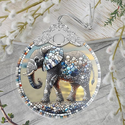 Christmas Ornament, 2025 Ornaments for Christmas Tree, Stained Glass Hanging Ornament, Holiday Ornaments, Unique Gift Idea - Elephant