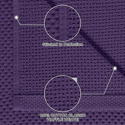 Homaxy 100% Cotton Kitchen Towels and Dishcloths Set, 12 x 12 Inches and 13 x 28 Inches, Set of 12 Bulk Kitchen Towels Set, Ultra Soft Absorbent Dish Cloths for Washing Dishes, Eggplant