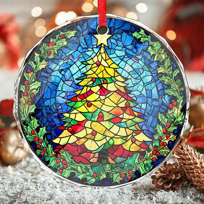 Christmas Tree Ornament 2025 - Ceramic Hanging Decor for Christmas Tree - Festive Xmas Ornament Gift - Round Seasonal Decoration for Home or Office