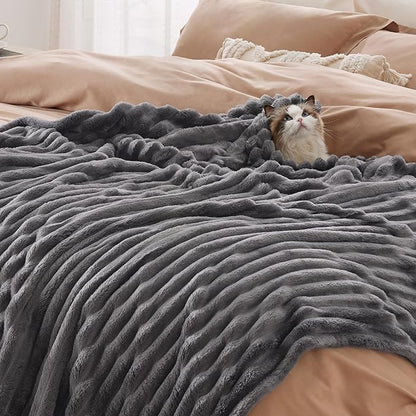 Bedsure GentleSoft Grey Fleece King Blanket for - Cozy Soft Blankets for Women, Cute Small Throws for Girls, 108x90 Inches