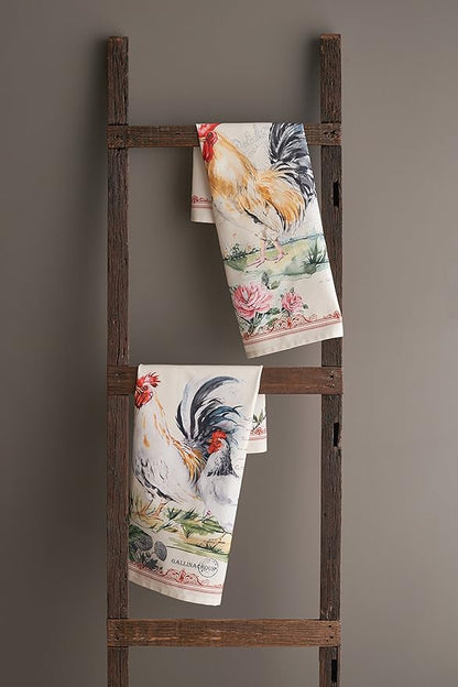 Maison d'Hermine Campagne 100% Cotton Kitchen Towels Basse Cour Set of 2 Absorbent Tea Bar Towels