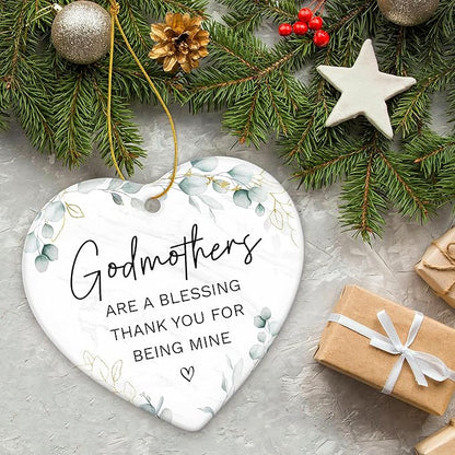 ZAGKOO Godmother Gifts from Godchild, Goddaughter, Godson - Godmothers Ornament Thank You for Being Mine, Best Godmother Gifts - Godmothers Present Ideas - Ceramic Christmas Ornament 2025