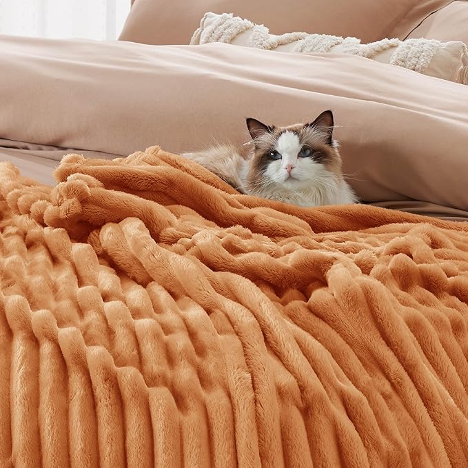 Bedsure GentleSoft King Blanket for - Cozy Soft Fall Blankets for Women, Cute Large Throws for Girls, Orange, 108x90 Inches