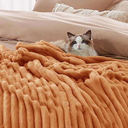 Bedsure GentleSoft King Blanket for - Cozy Soft Fall Blankets for Women, Cute Large Throws for Girls, Orange, 108x90 Inches