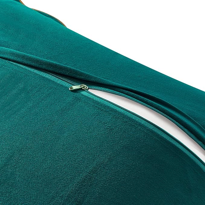 MONDAY MOOSE Decorative Throw Pillow Covers Cushion Cases, Set of 2 Soft Velvet Scalloped Wavy Edge Designs, Mix and Match for Home Decor, Pillow Inserts Not Included (Coral/Dark Teal, 22x22 inch)