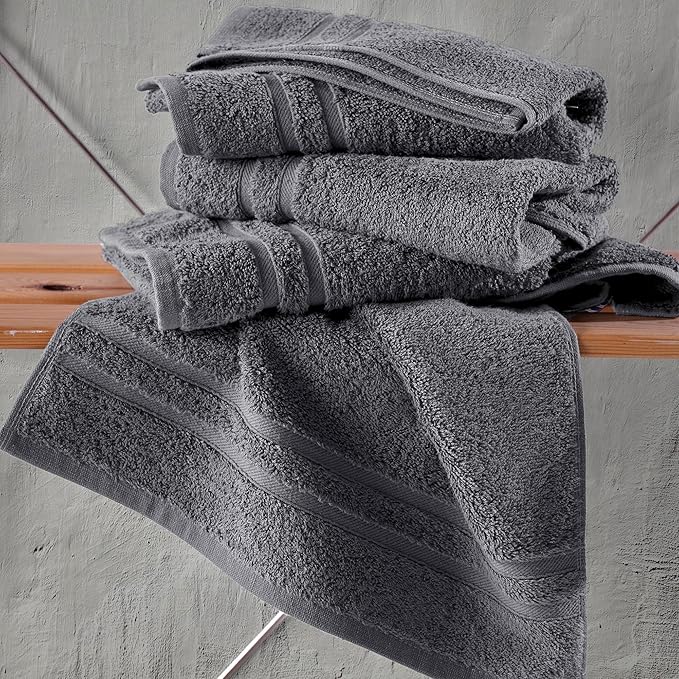 Hawmam Linen Cool Grey Hand Towels 4-Pack - 16x29 Turkish Cotton Premium Quality Soft Bath Towels