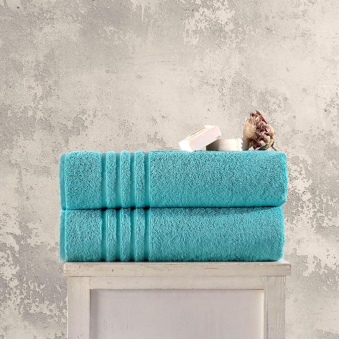 Hawmam Linen Jumbo Large Bath Sheets Towels 2 Pack Soft and Absorbent, Premium Quality 100% Cotton Towels, Teal Turquoise