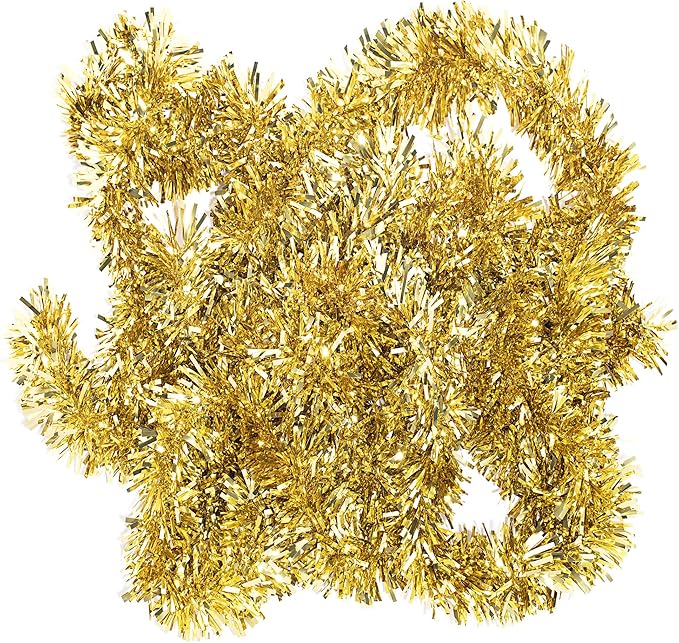 TCDesignerProducts Gold Metallic Twist Garland - 4" x 25' roll, Parade Float Decorations for Trailer Or Golf Cart, Metallic Tinsel Garland, Christmas Garland Décor for Home and Party