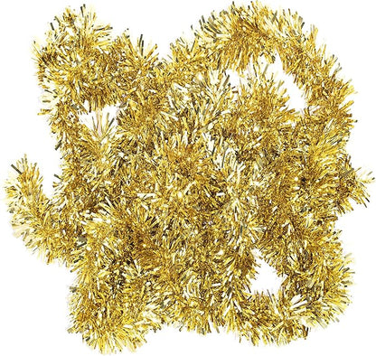 TCDesignerProducts Gold Metallic Twist Garland - 4" x 25' roll, Parade Float Decorations for Trailer Or Golf Cart, Metallic Tinsel Garland, Christmas Garland Décor for Home and Party