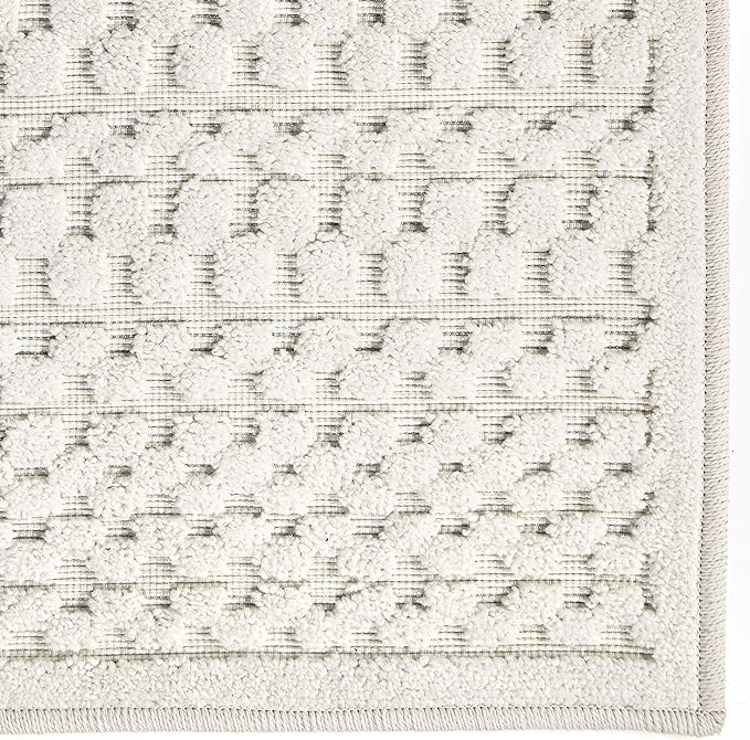 My Texas House Quail Hallow Rug 1.11x7.6 Runner High-Low Geometric Indoor Outdoor, Natural