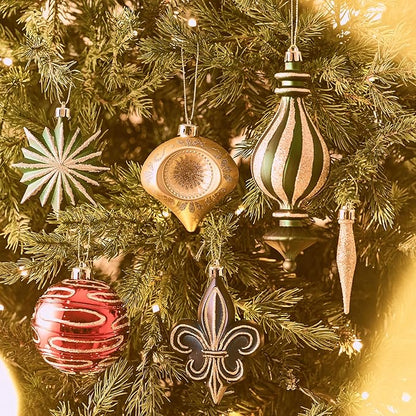 Valery Madelyn Ornaments for Christmas Trees, 60ct Red Green Blue and Gold Shatterproof Christmas Tree Decorations, Luxury Hanging Ball Ornaments Bulk for Xmas Holiday Party Decor