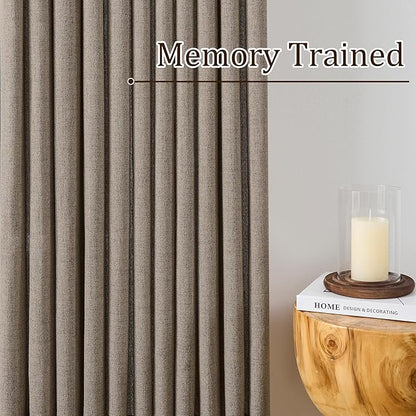 RAIN CITY Khaki Pinch Pletaed Curtains 63 Inches Long, Back Tab with Hooks, Window Treatment Textured Semi Sheer Boho Vintage Western Curtains for Bedroom Cabin 42 Inch Wide