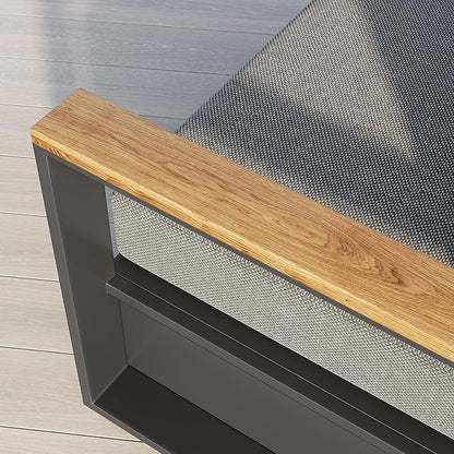 homary Outdoor Swivel Chair, Patio Chair Outdoor Seating with Gray Cushions, Aluminum Frame & Wood Accents, 360° Rotating Base, Weather-Resistant Upholstery for Patio or Deck