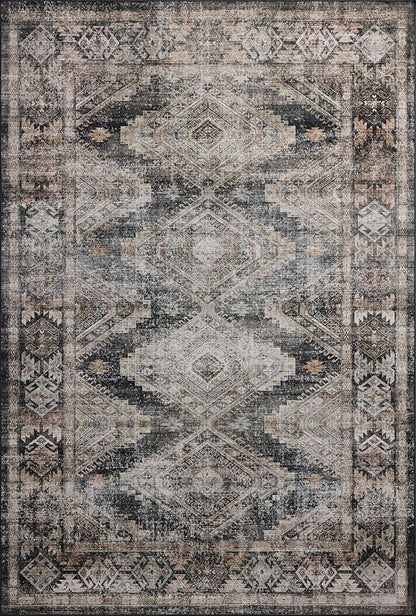 Loloi Amber Lewis Josie Collection JOS-04 Ink Earth 6'-0" x 9'-0" .13" Pile Height Low Profile Machine Washable Area Rug
