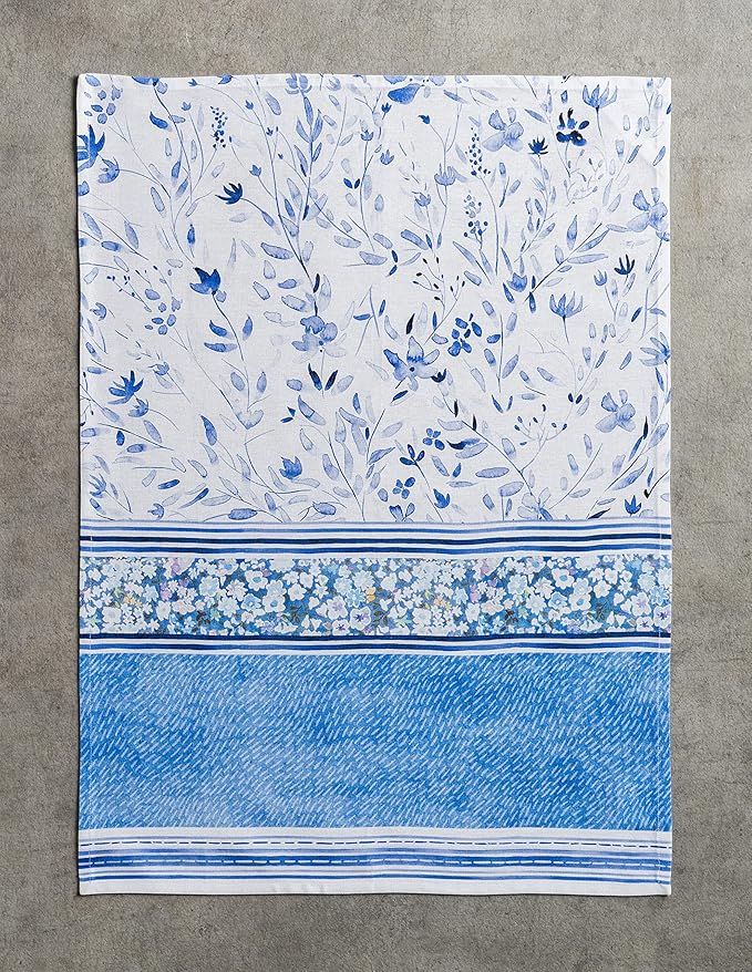 Maison d'Hermine Cotton Kitchen Towels Absorbent Summer Blues Set of 3 Spring Summer