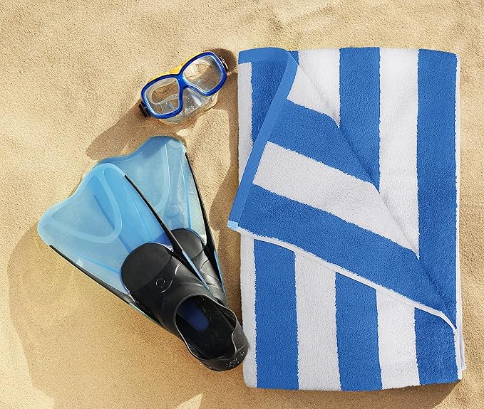 Utopia Towels 4 Pack Cabana Stripe Beach Towel Oversized 100% Ringspun Cotton Beth Towels Highly Absorbent Bath Towels for Beach