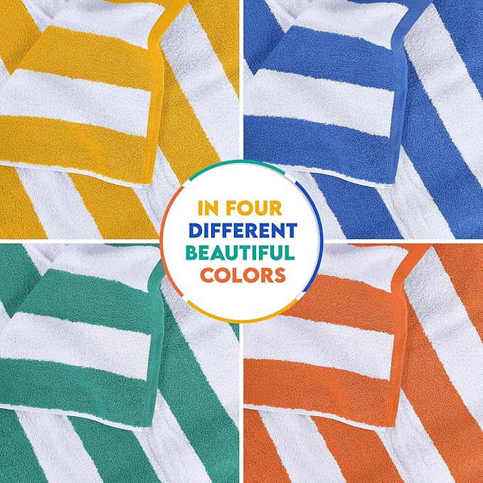 Utopia Towels 4 Pack Cabana Stripe Beach Towel Oversized 100% Ringspun Cotton Beth Towels Highly Absorbent Bath Towels for Beach