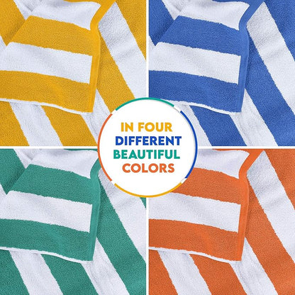 Utopia Towels 4 Pack Cabana Stripe Beach Towel Oversized 100% Ringspun Cotton Beth Towels Highly Absorbent Bath Towels for Beach