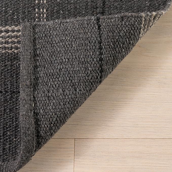 Rugs USA x Nate Berkus Downing Plaid Wool Cozy Area Rug, 9' 6" x 13' 6", Black