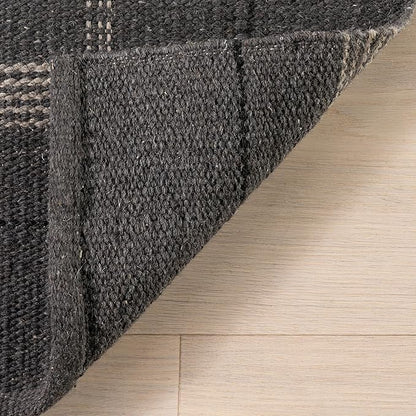 Rugs USA x Nate Berkus Downing Plaid Wool Cozy Area Rug, 9' 6" x 13' 6", Black